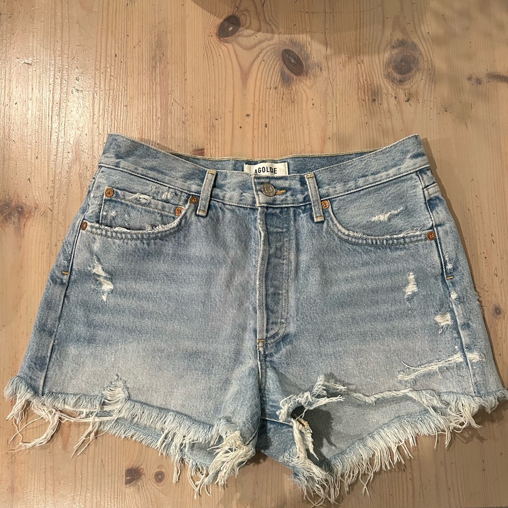 Agolde Women's Distressed Denim Shorts - Blue